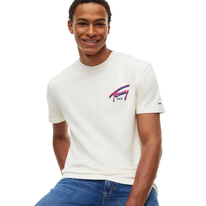 Tommy Hilfiger Weißes Herren-T-Shirt aus Bio-Baumwolle