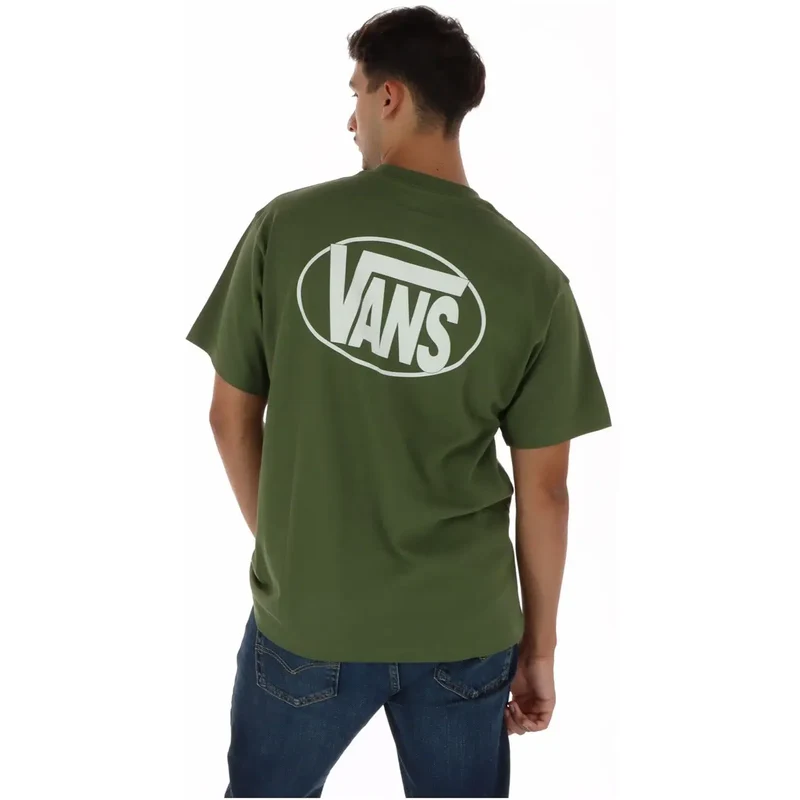 Vans Herren Grünes Baumwoll-T-Shirt Rundhalsausschnitt