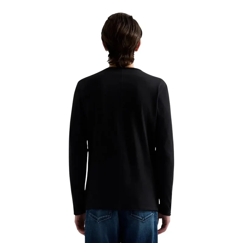 Replay Herren Schwarzes Langarm-T-Shirt aus Baumwolle