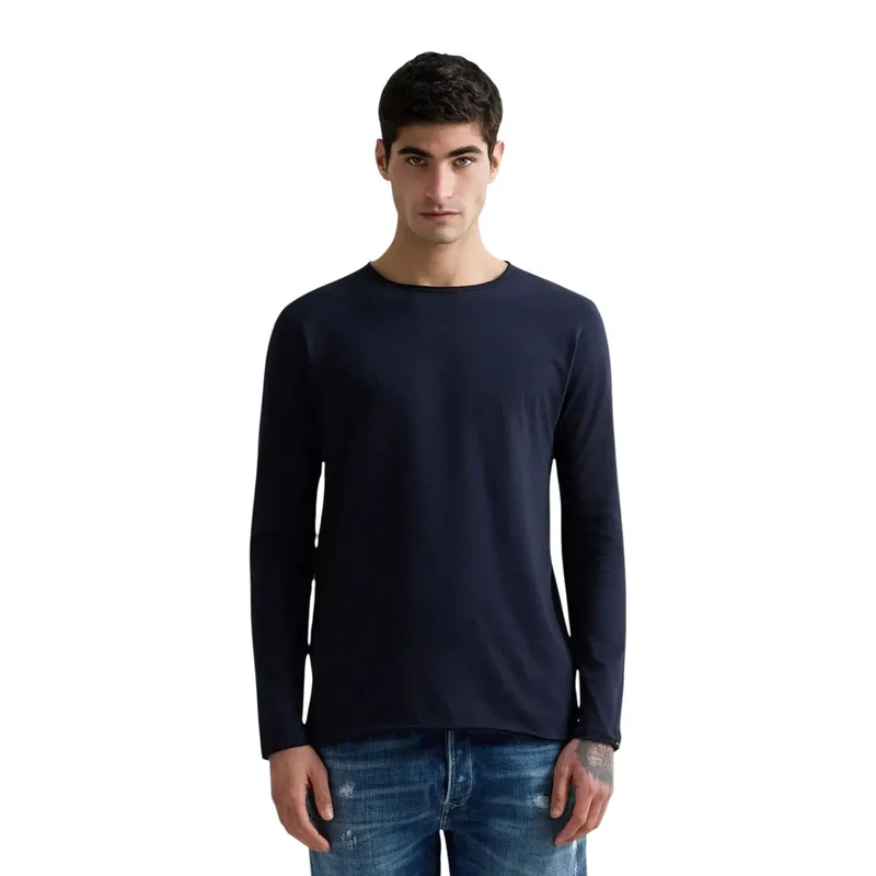 Replay Herren Schwarzes Langarm-T-Shirt aus Baumwolle