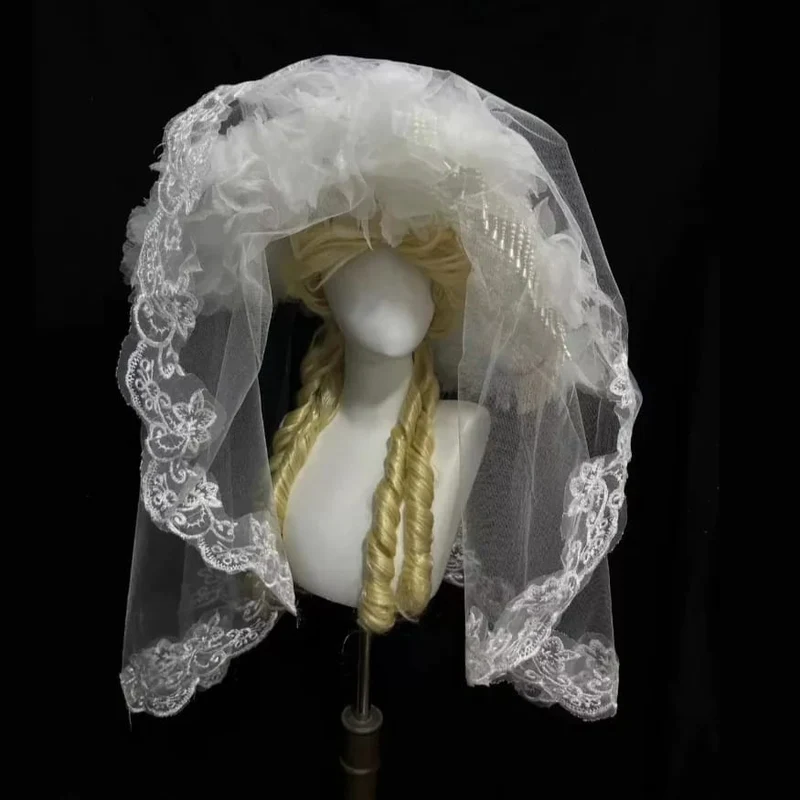 Gothic-Trauerhut für Damen im viktorianischen Stil mit Blumenmuster