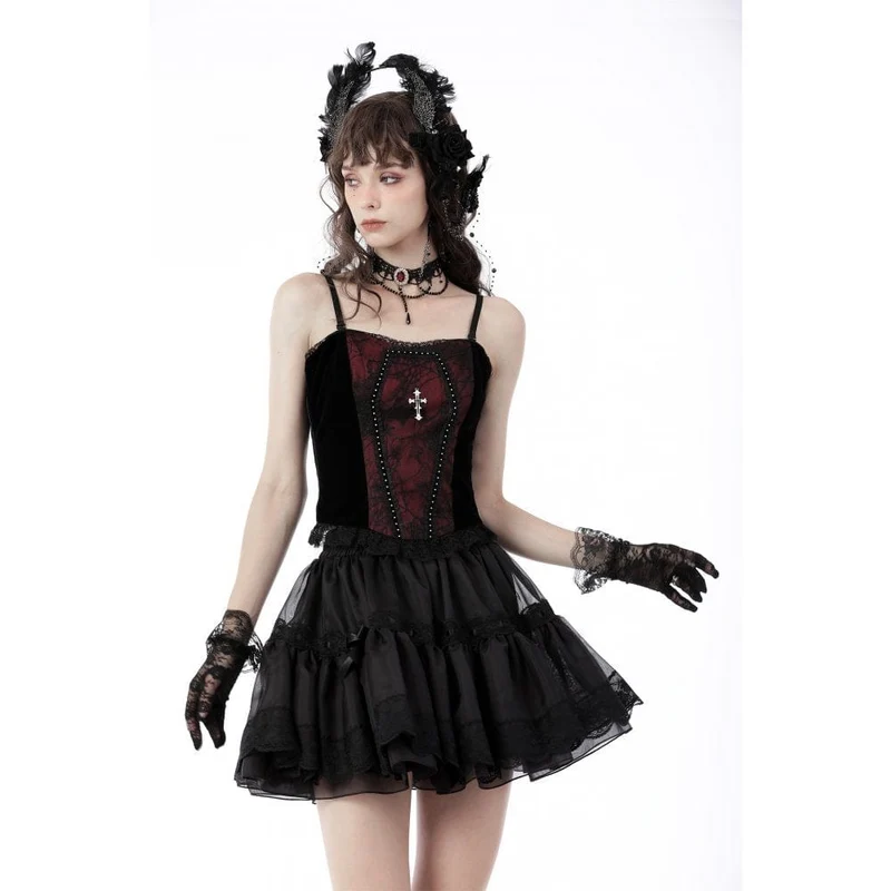 Gothic Cross Jacquard Vollbrustkorsetts für Damen