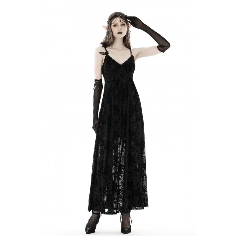Damen-Hochzeitskleid im Gothic-Stil mit tiefem Ausschnitt und Blumenmuster