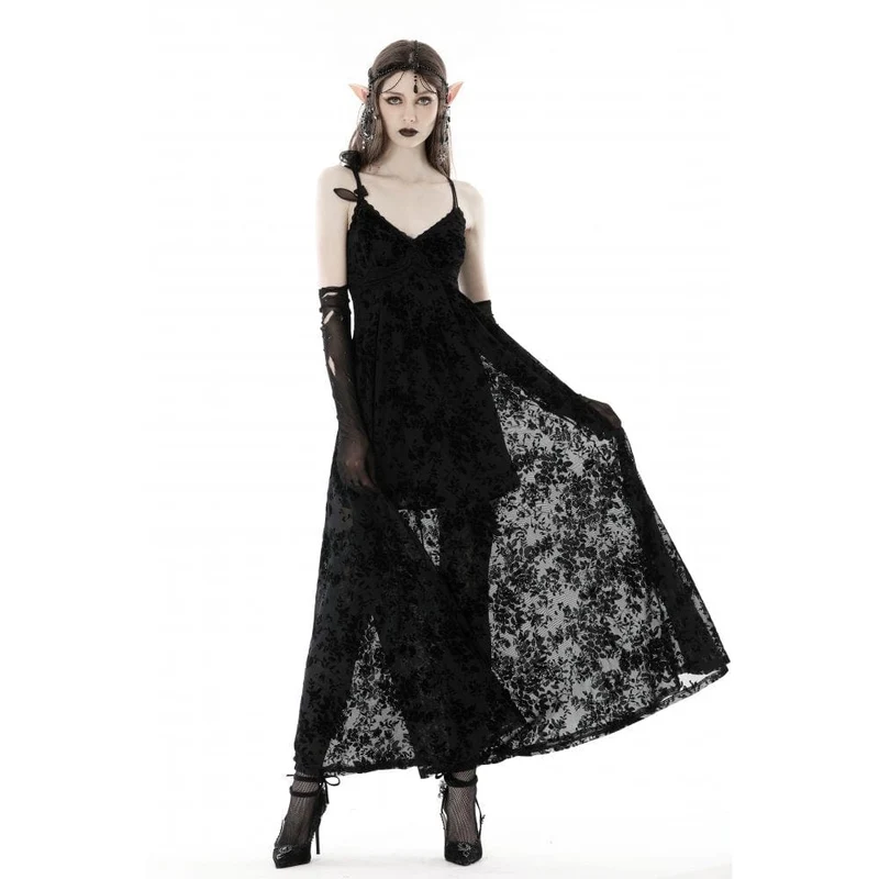 Damen-Hochzeitskleid im Gothic-Stil mit tiefem Ausschnitt und Blumenmuster