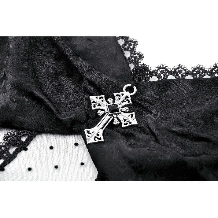 Damen-Top aus transparenter, gerüschter Gothic-Spitze