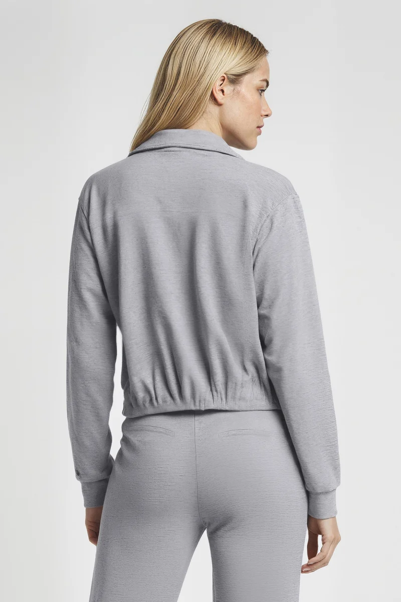 Bubble Hem Full Zip Jacket | Heather Grey