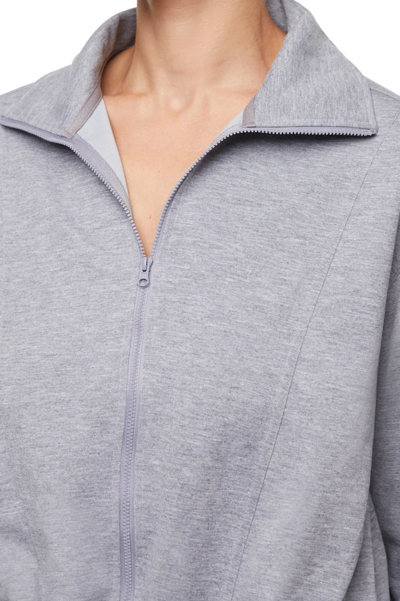 Bubble Hem Full Zip Jacket | Heather Grey
