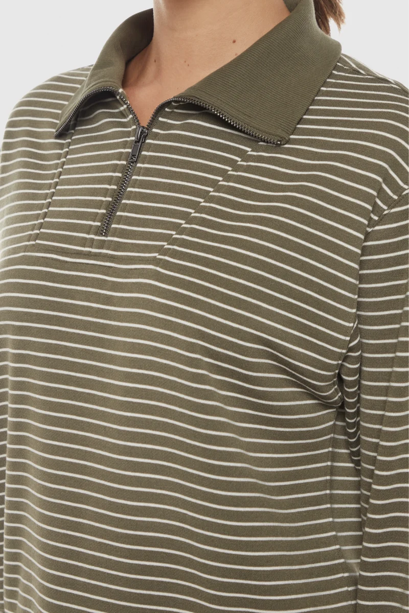 Marty Pullover | Grape Leaf Egret Stripe