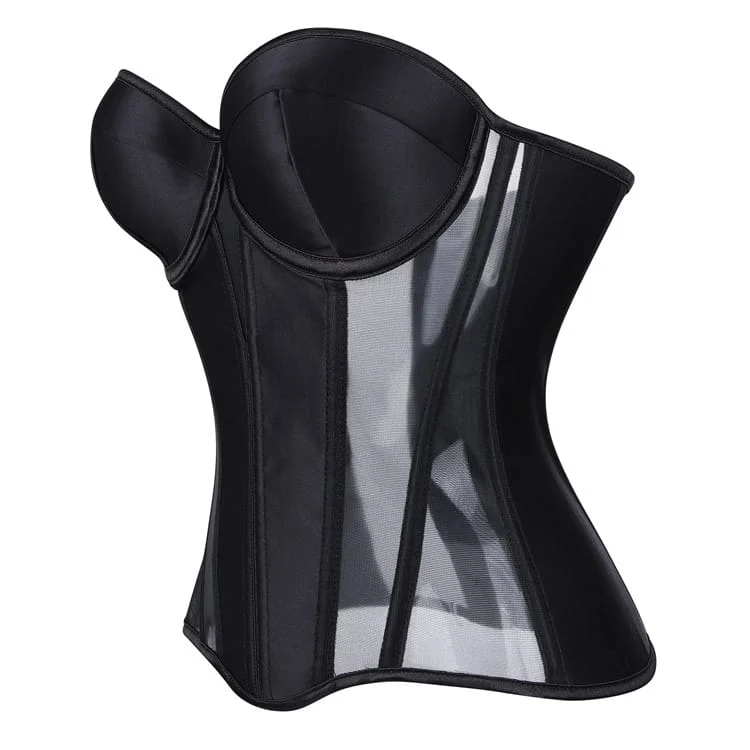 Gothic-Mesh-Korsetts für Damen, durchsichtig, mit Schnürung, über der Brust
