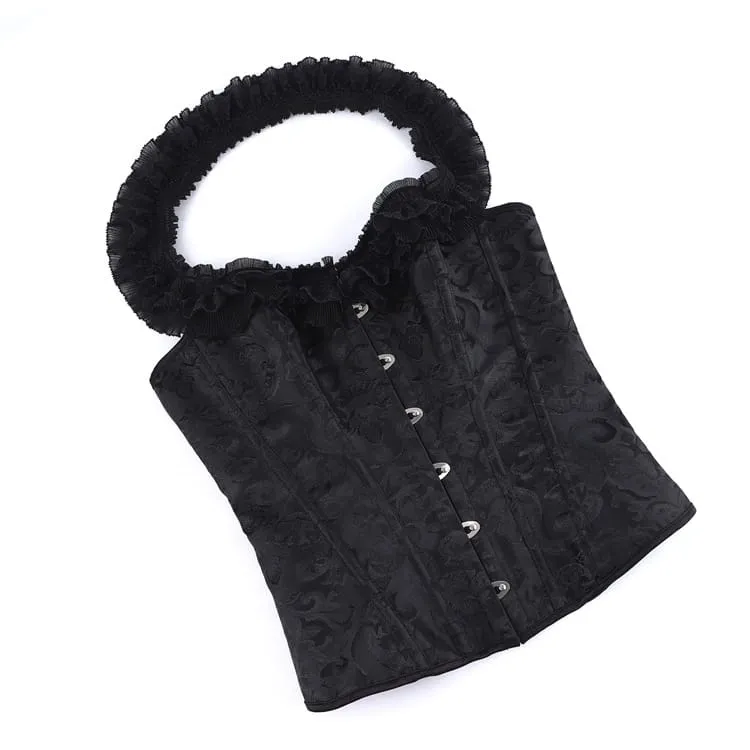 Gothic-Korsett für Damen mit floralem Jacquard-Muster, Neckholder und Schnürung über der Brust