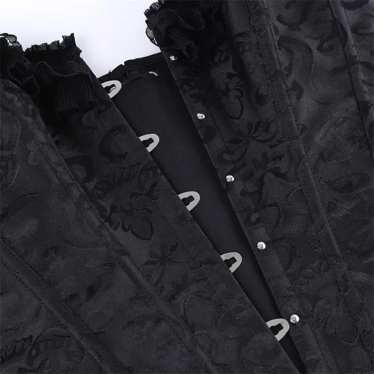 Gothic-Korsett für Damen mit floralem Jacquard-Muster, Neckholder und Schnürung über der Brust