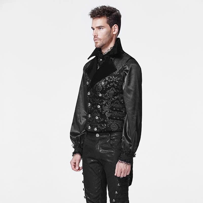 Herren Gothic Floral bedruckte High / Low Weste