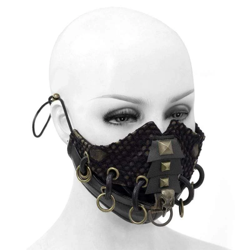 Herren Ringe Nieten Mesh Applique Masken