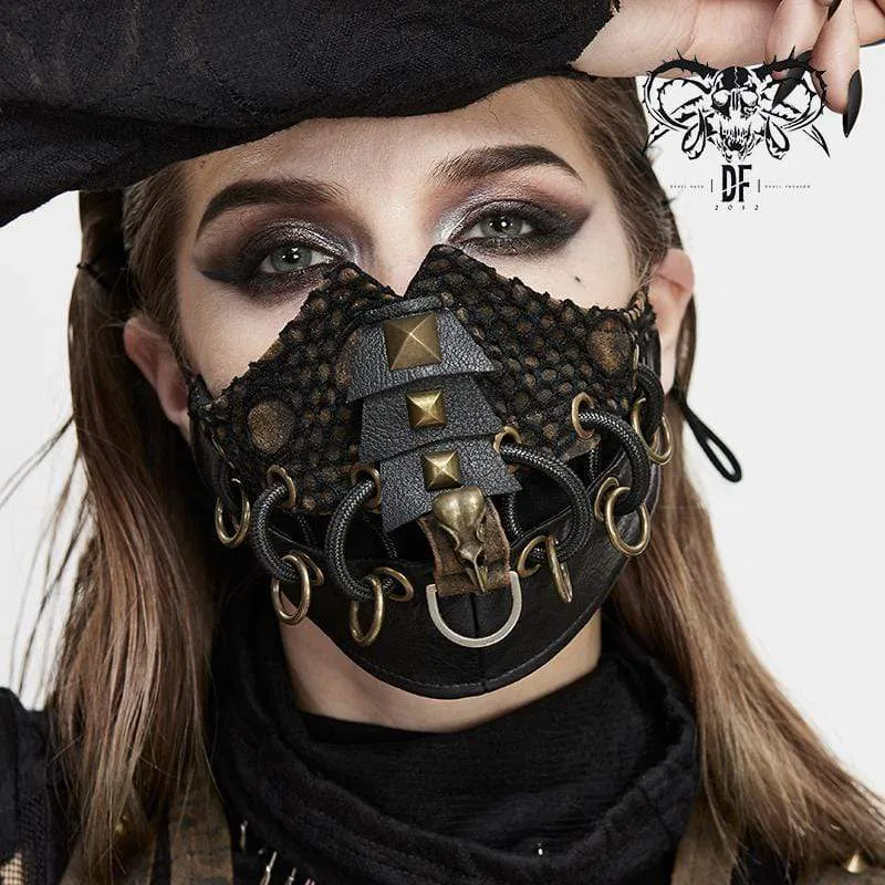 Frauen Gothic Mesh Masken mit Nieten