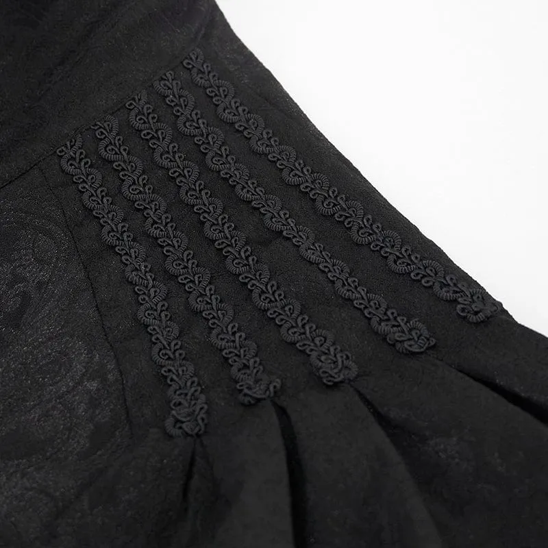Gothic Herrenhemd mit Puffärmeln und Spitzensaum Schwarz
