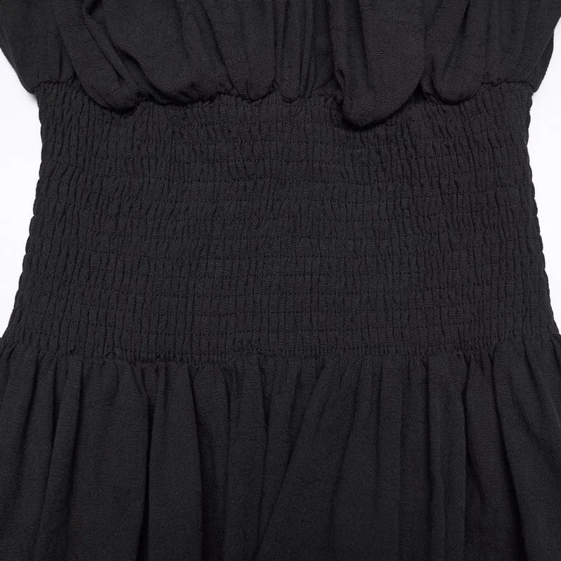 Gothic-Kleid für Damen, asymmetrisch, gerüscht, schulterfrei, Abschlusskleid