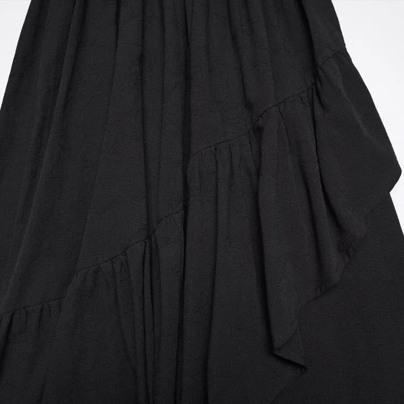 Gothic-Kleid für Damen, asymmetrisch, gerüscht, schulterfrei, Abschlusskleid