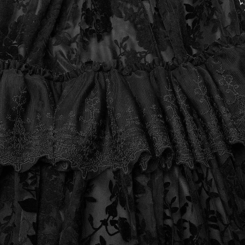 Damen-Brautkleid im Gothic-Stil mit Puffärmeln, Rüschen und Spitze