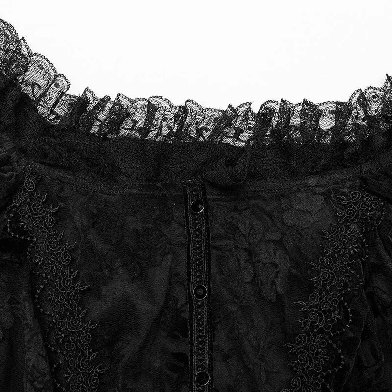 Damen-Brautkleid im Gothic-Stil mit Puffärmeln, Rüschen und Spitze