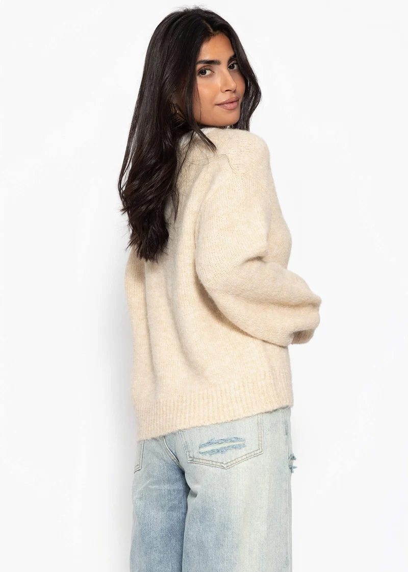 Pullover mit Blende - beige