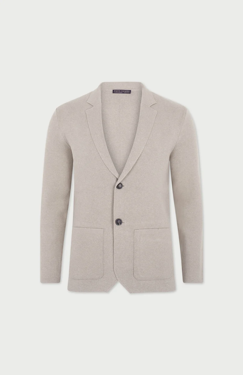 Mens Midweight Cotton Deconstructed Knitted Blazer