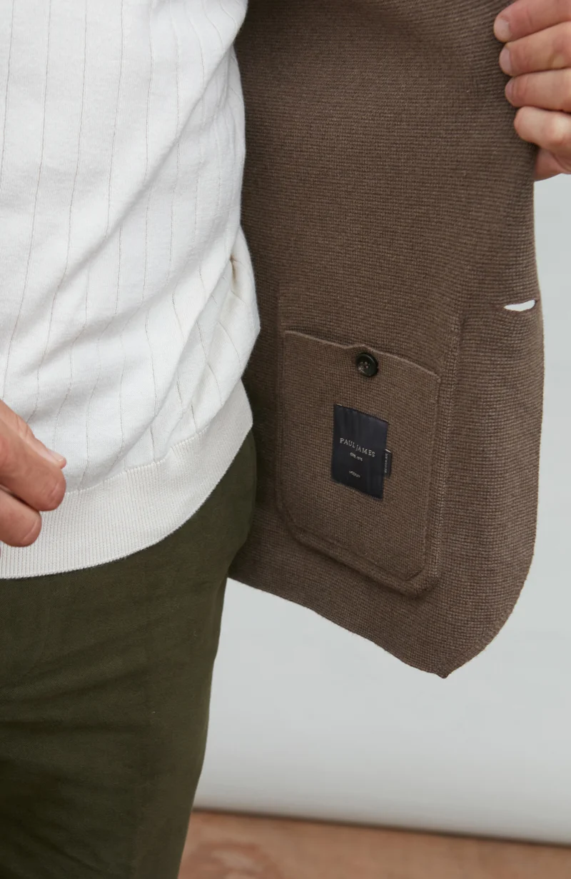 Mens Midweight Cotton Deconstructed Knitted Blazer