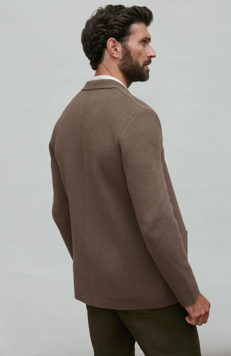 Mens Midweight Cotton Deconstructed Knitted Blazer
