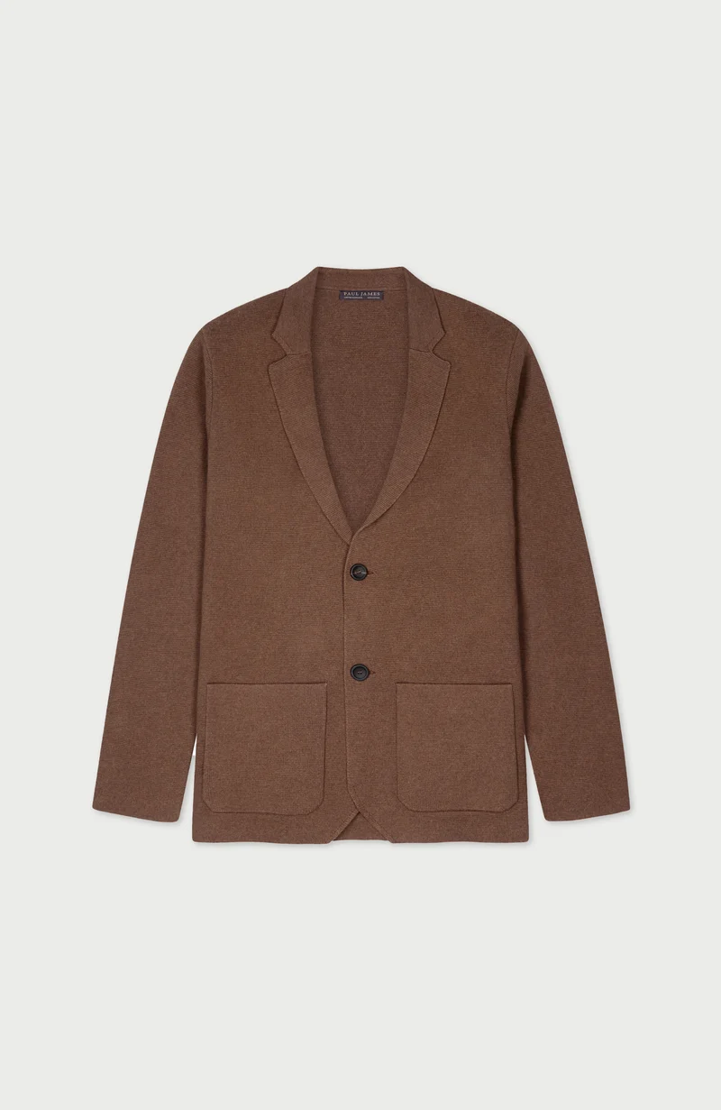 Mens Midweight Cotton Deconstructed Knitted Blazer