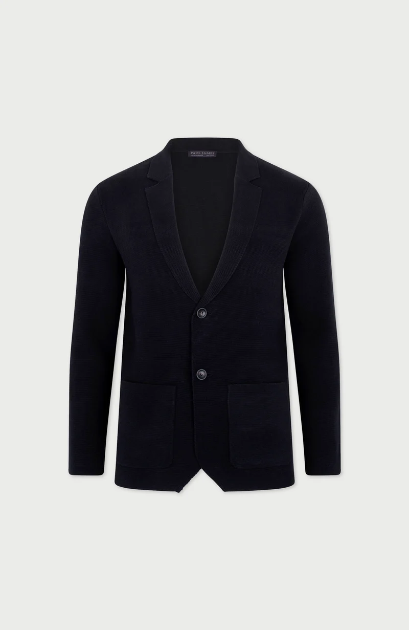Mens Midweight Cotton Deconstructed Knitted Blazer
