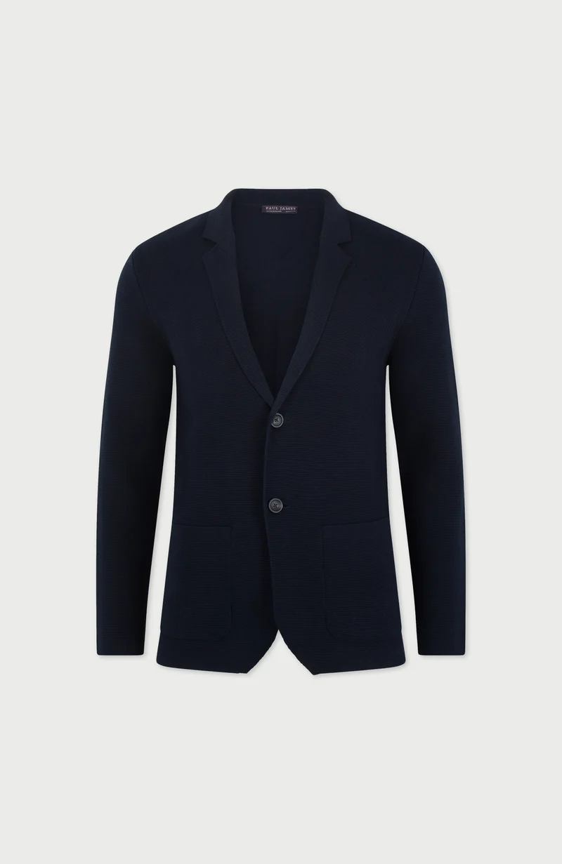 Mens Midweight Cotton Deconstructed Knitted Blazer