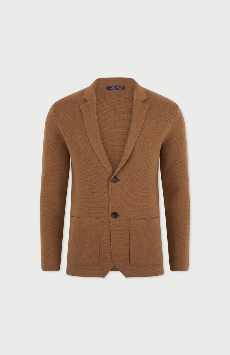 Mens Midweight Cotton Deconstructed Knitted Blazer