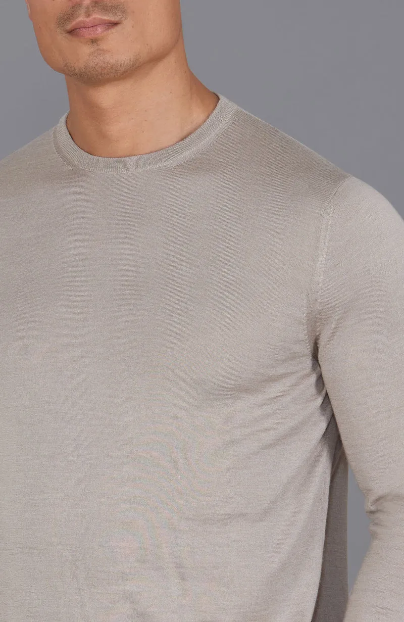 Mens Superfine Merino Silk Crew Neck Jumper