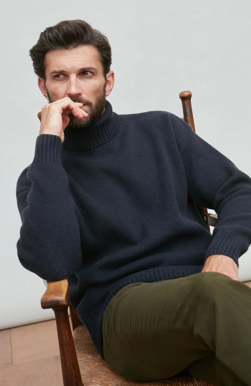 Herren-Rollkragenpullover „Submariner“ aus Merino-Kaschmir