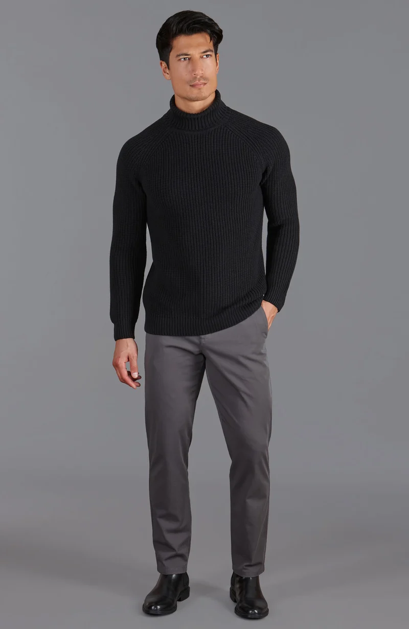 Rollkragenpullover aus 100 % Fischer-Rippstrick für Herren aus 100 % Baumwolle