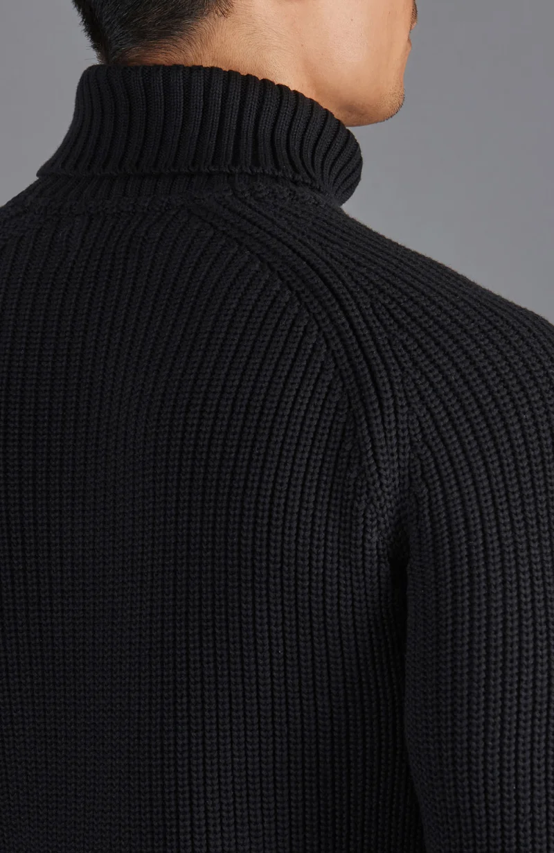 Rollkragenpullover aus 100 % Fischer-Rippstrick für Herren aus 100 % Baumwolle