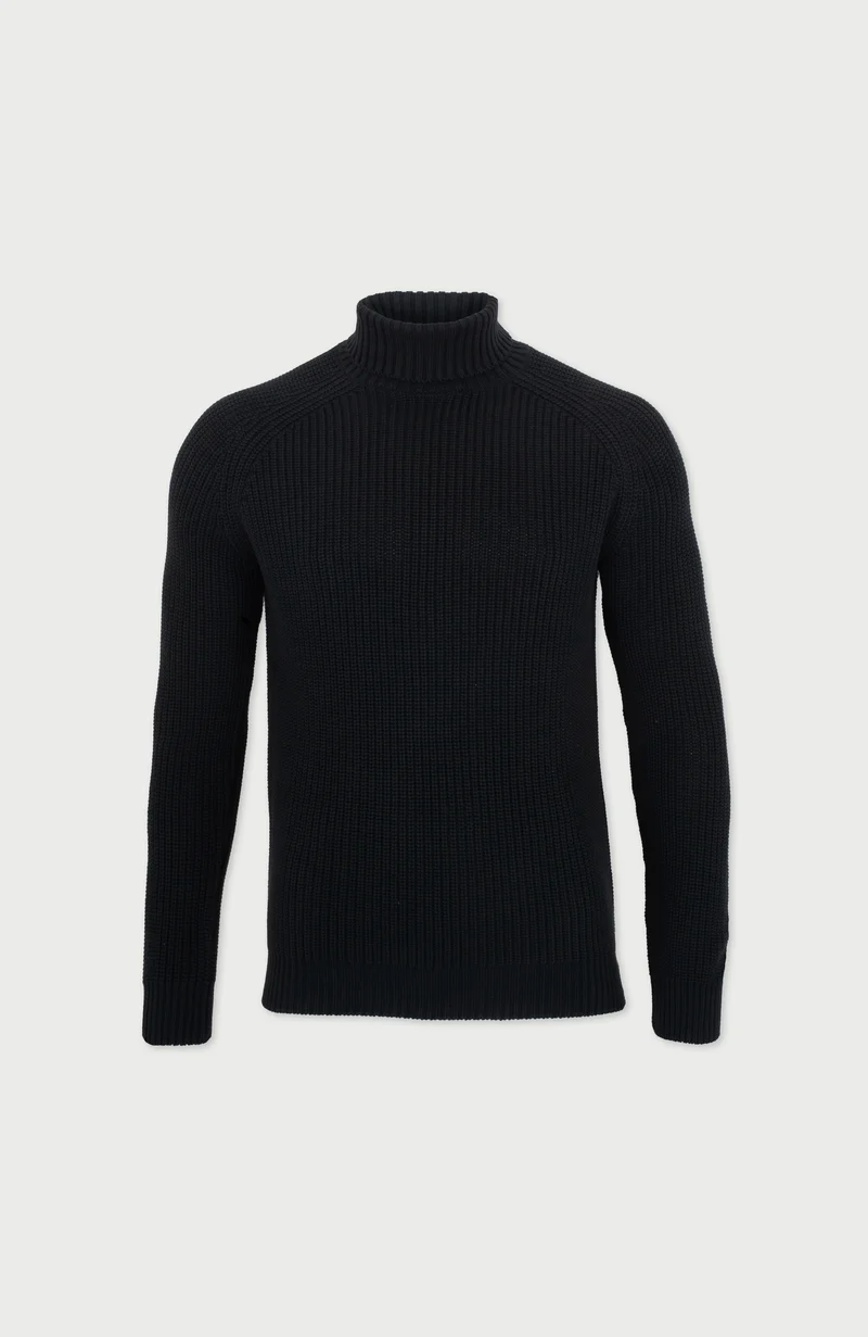 Rollkragenpullover aus 100 % Fischer-Rippstrick für Herren aus 100 % Baumwolle