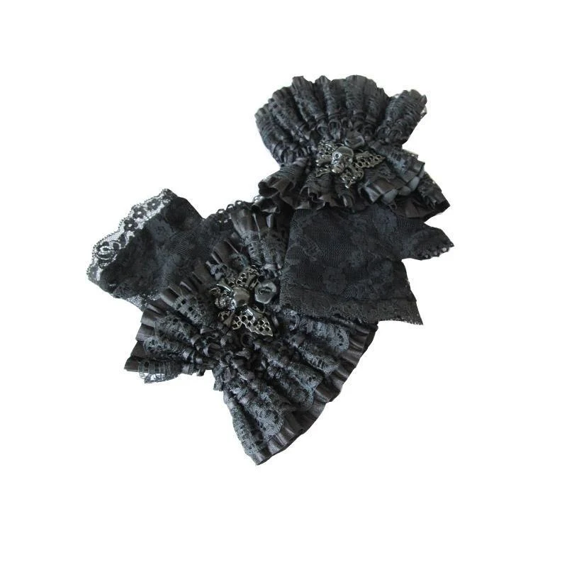Frauen Goth Lace Fingerless Handschuhe