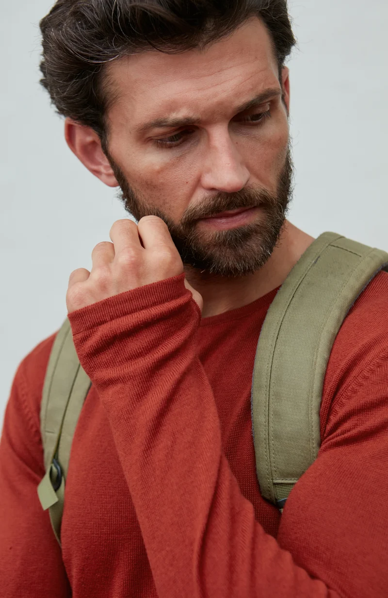 Schweres Activewear-Trainingsoberteil für Herren aus Merinowolle