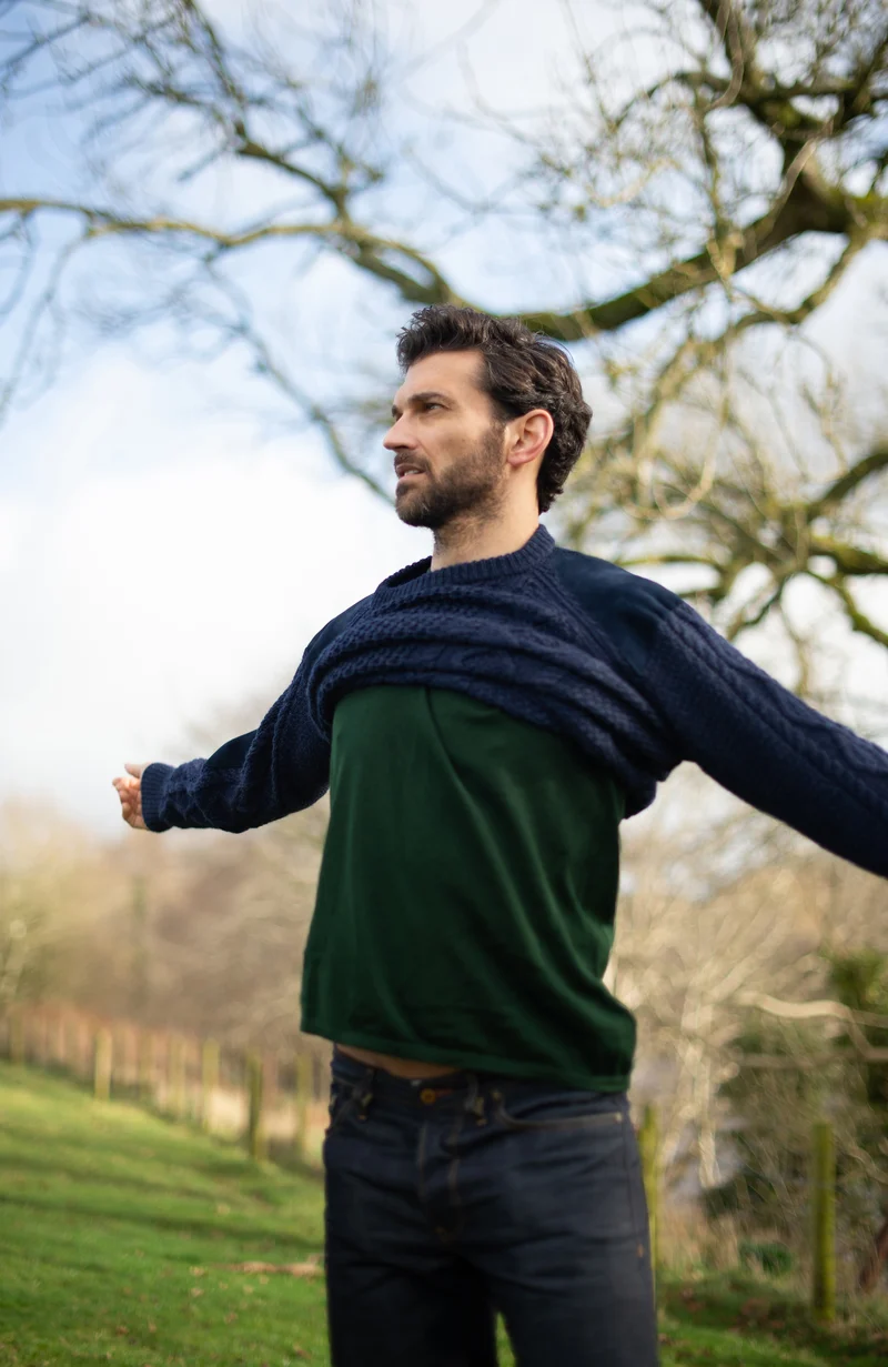Schweres Activewear-Trainingsoberteil für Herren aus Merinowolle
