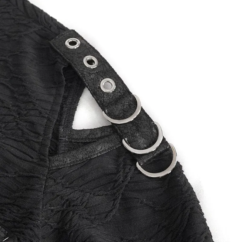 Damen-Gothic-Hemd mit Trägern und Ausschnitten aus Mesh-Spleiß