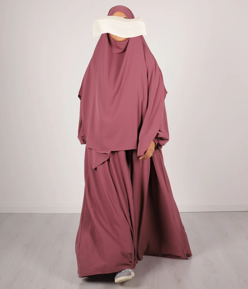 Abaya Puffärmel Medini Khimar SET - Holzrose