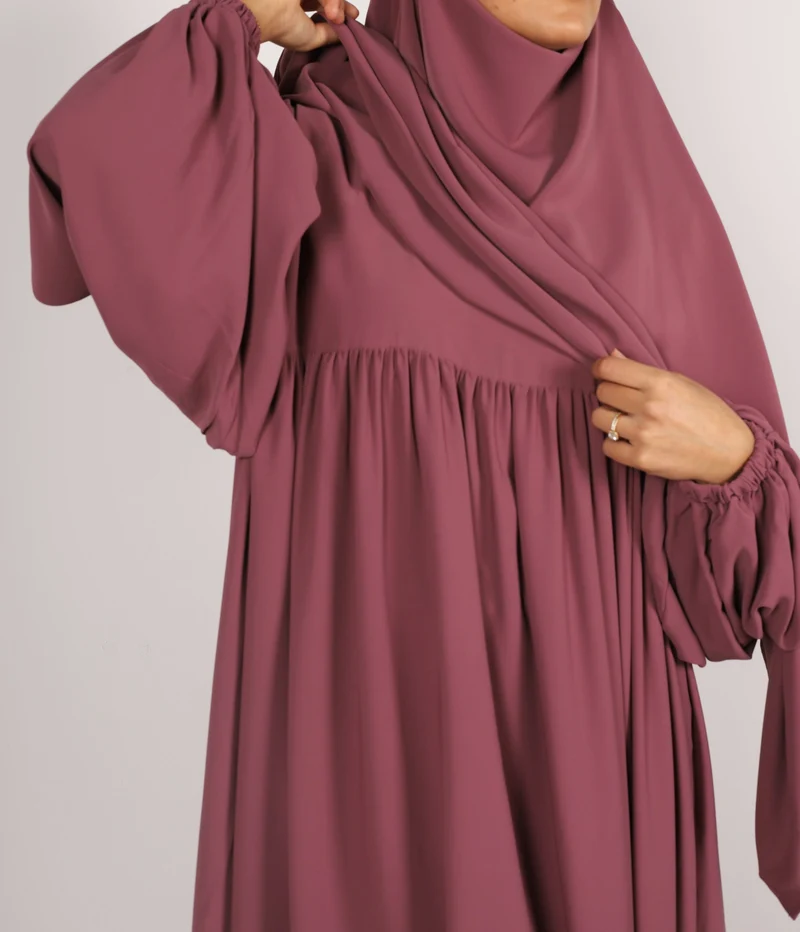 Abaya Puffärmel Medini Khimar SET - Holzrose