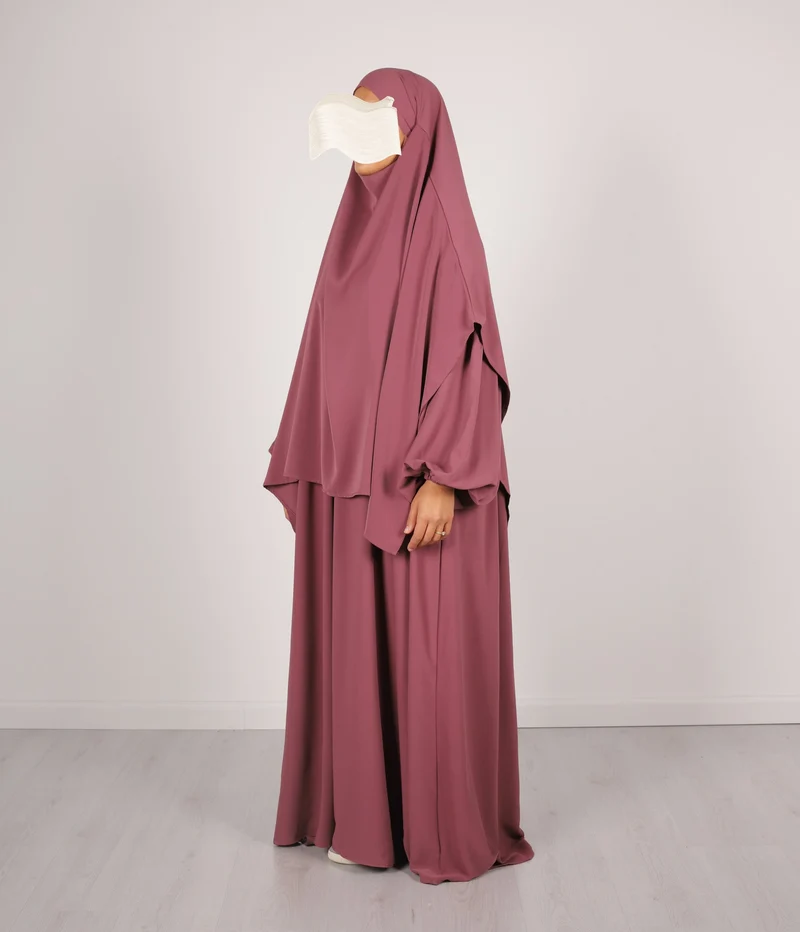Abaya Puffärmel Medini Khimar SET - Holzrose