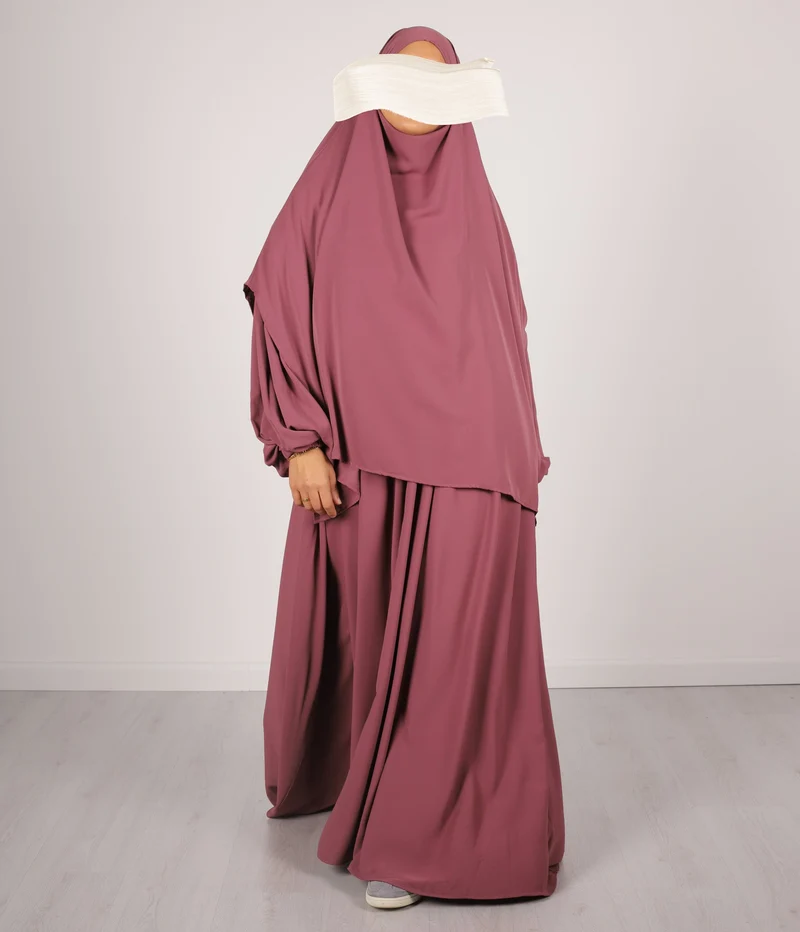 Abaya Puffärmel Medini Khimar SET - Holzrose