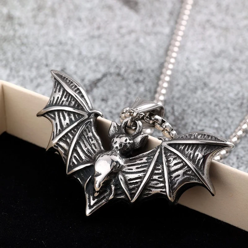 Punk-Fledermaus-Anhänger-Halskette für Herren