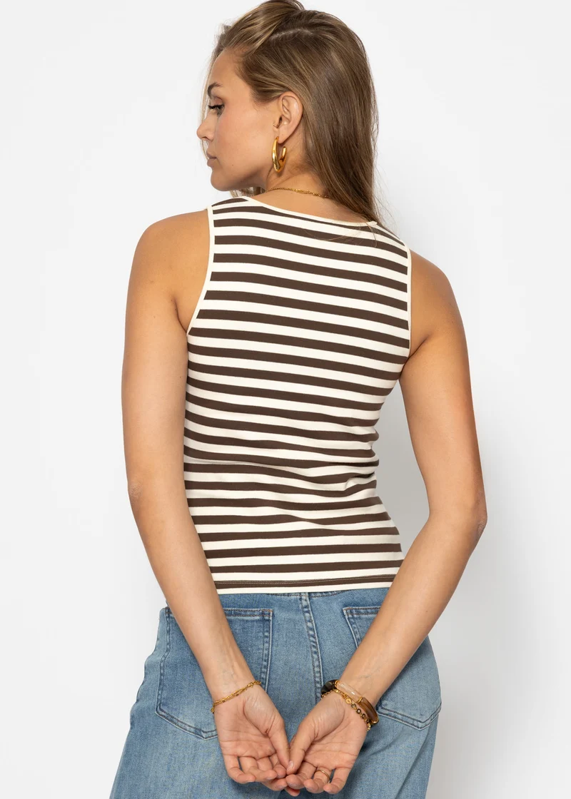 Tank Top gestreift - braun-beige