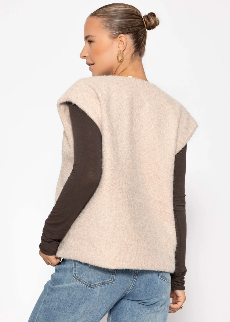 Ärmellose Weste mit Wollstruktur - beige