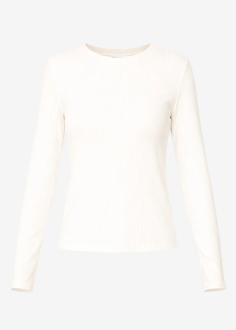 Langarmshirt in Rippstruktur - offwhite