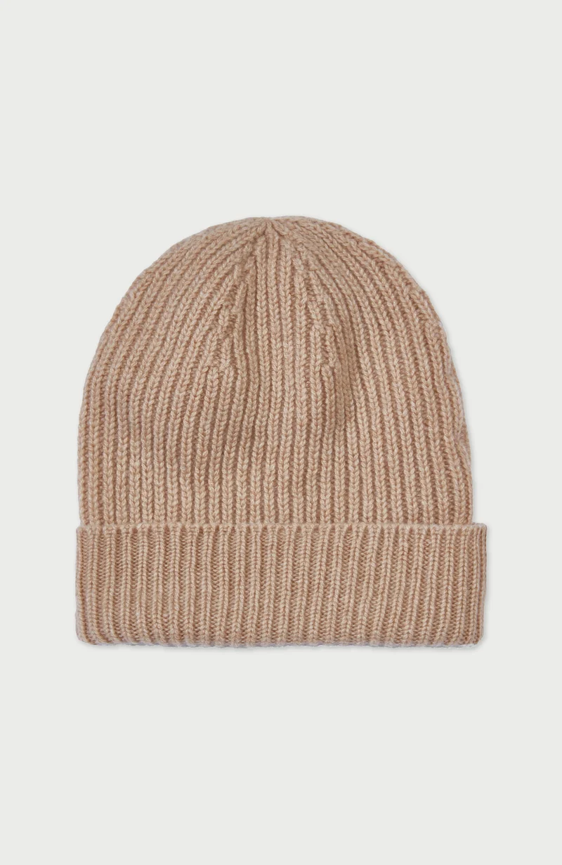 Gerippte Beanie-Mütze aus 100 % Kaschmir