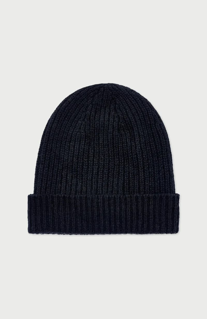Gerippte Beanie-Mütze aus 100 % Kaschmir